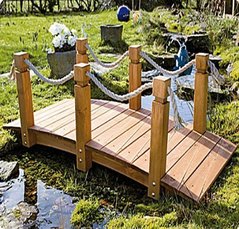 6. Garten Teichbrücke Holz mit Geländer